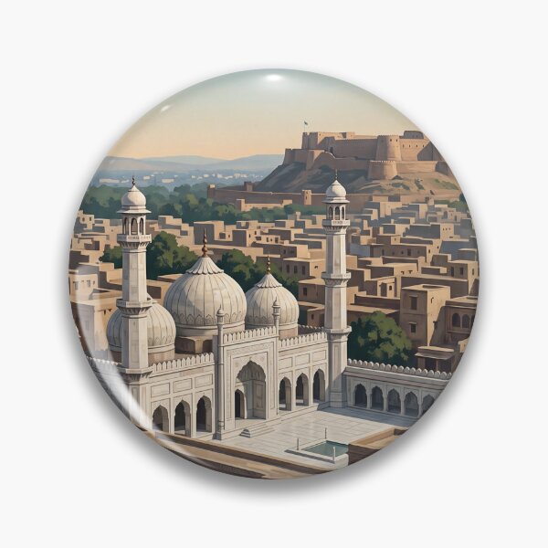 Item preview, Peshawar Pakistan Vintage Travel Art – Bala Hissar Fort & Old City designed and sold by Bomax121.