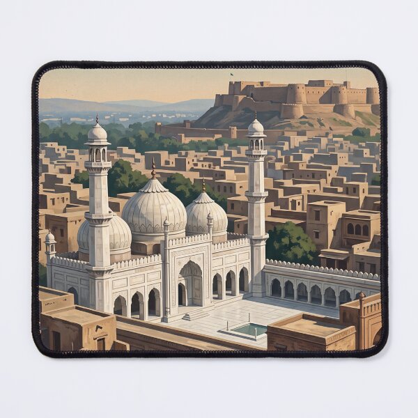 Item preview, Peshawar Pakistan Vintage Travel Art – Bala Hissar Fort & Old City designed and sold by Bomax121.