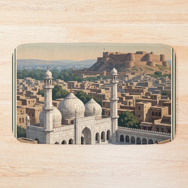 Item preview, Peshawar Pakistan Vintage Travel Art – Bala Hissar Fort & Old City designed and sold by Bomax121.