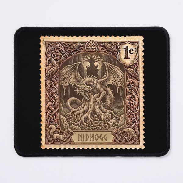 Item preview, Vintage Norse Nidhogg Stamp - Viking Dragon Yggdrasil Art designed and sold by JeanChiale.