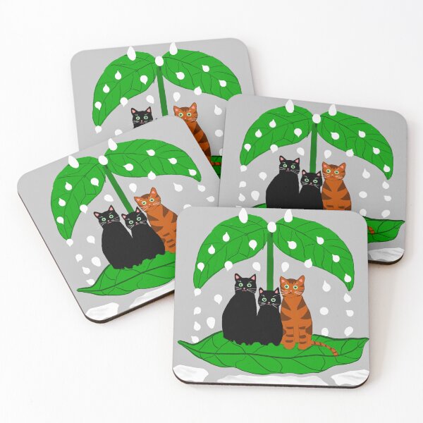 Item preview, Cats Sheltered by Raindrop Leaves designed and sold by Elaine M Hayward .
