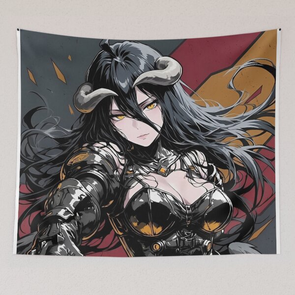 Item preview, Dark Fantasy Horned Warrior Woman – Gothic Demon Armor Anime Art designed and sold by Dyan4.