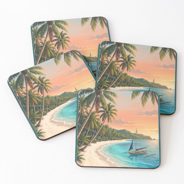 Item preview, Boracay Philippines Vintage Travel Art – White Beach & Island Paradise designed and sold by Bomax121.
