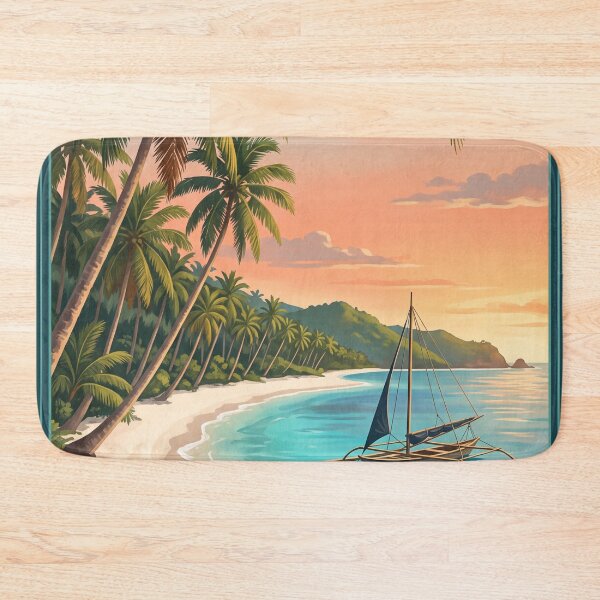 Item preview, Boracay Philippines Vintage Travel Art – White Beach & Island Paradise designed and sold by Bomax121.