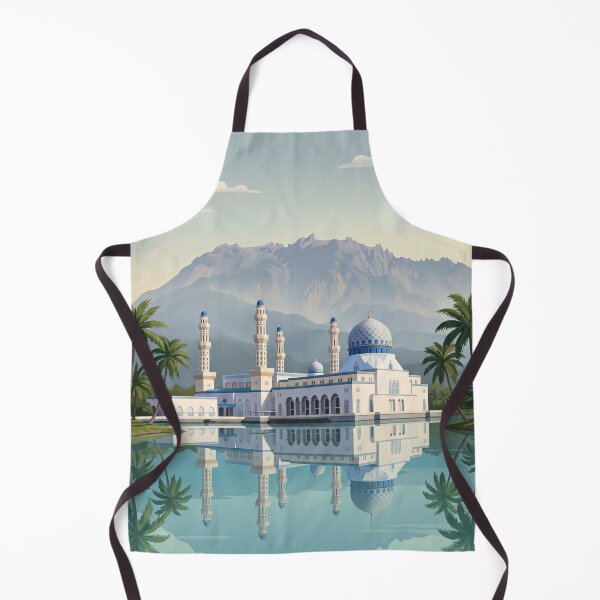 Item preview, Kota Kinabalu Malaysia Vintage Travel Art – Mount Kinabalu & Waterfront City designed and sold by Bomax121.
