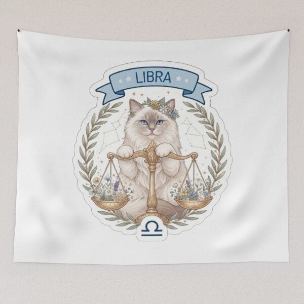 Item preview, Cute Libra Cat Zodiac Sign Astrological Aesthetic designed and sold by PetalsPaws.