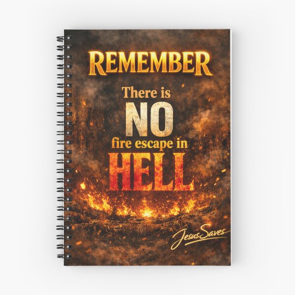 Item preview, REMEMBER — There Is NO Fire Escape in HELL | JESUS Saves (Christian Warning Art) designed and sold by PatriotBrigade.