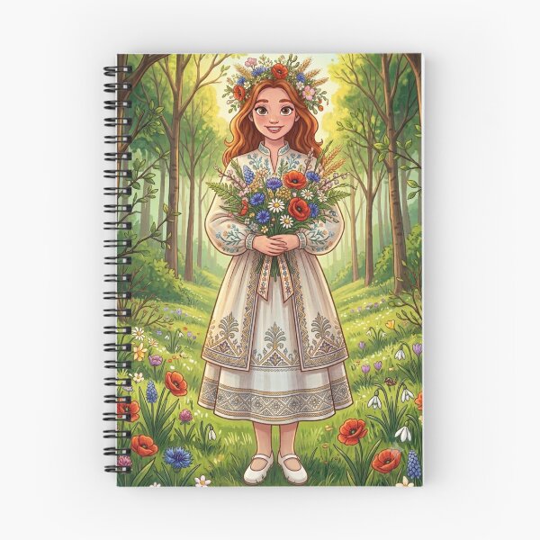 Item preview, Summer Ukrainian Girl in Embroidered Dress with Wildflowers Art designed and sold by ElenMart.