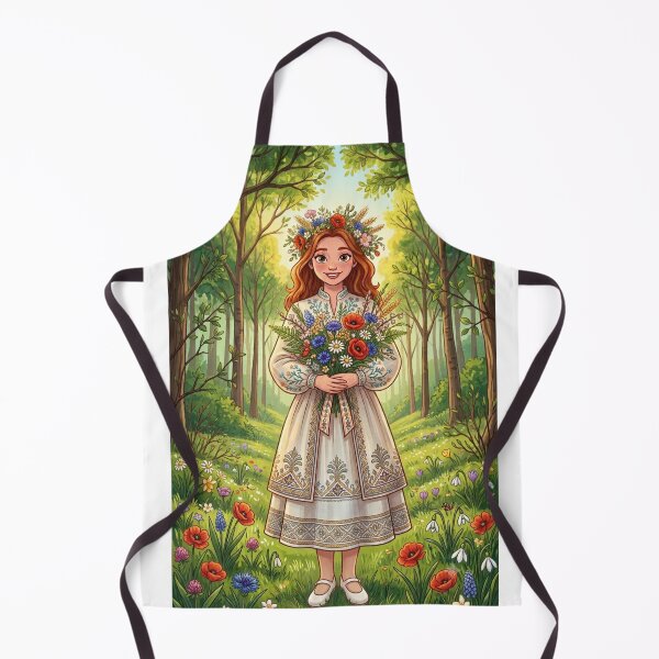 Item preview, Summer Ukrainian Girl in Embroidered Dress with Wildflowers Art designed and sold by ElenMart.
