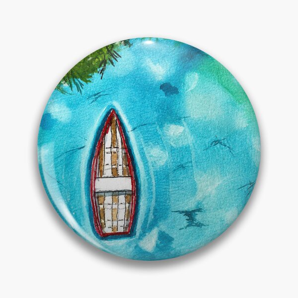 Item preview, Boat on turquoise water – Aerial view | Aerial Watercolor designed and sold by Mystic Fluid.
