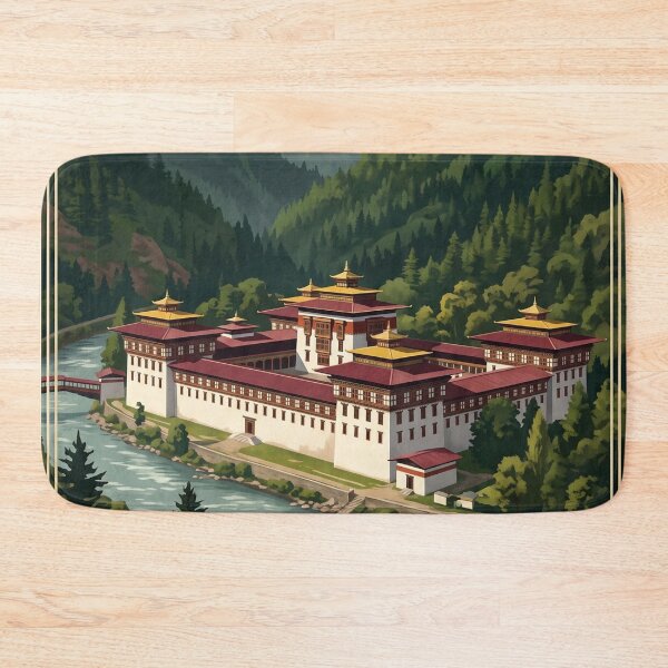 Item preview, Thimphu Bhutan Vintage Travel Art – Buddha Dordenma & Himalayan Valley designed and sold by Bomax121.