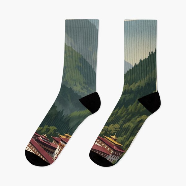 Item preview, Thimphu Bhutan Vintage Travel Art – Buddha Dordenma & Himalayan Valley designed and sold by Bomax121.