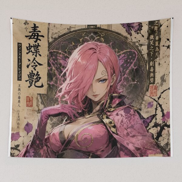 Item preview, Pink Butterfly Warrior Woman – Gothic Japanese Fantasy Art designed and sold by Dyan4.