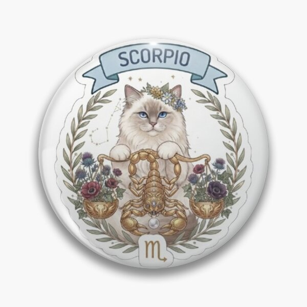 Item preview, Cute Scorpio Cat Zodiac Sign Astrological Aesthetic designed and sold by PetalsPaws.