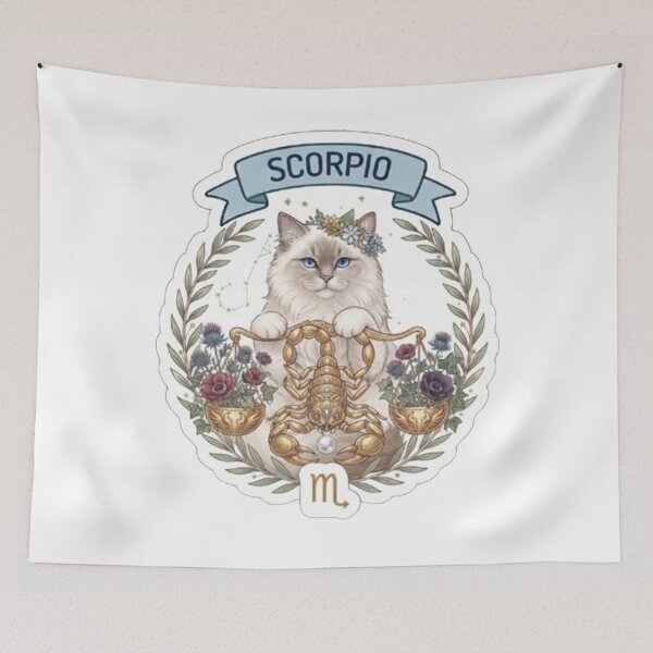 Item preview, Cute Scorpio Cat Zodiac Sign Astrological Aesthetic designed and sold by PetalsPaws.