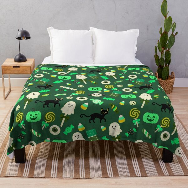 Item preview, Trick or Treat Sweets – Cute Halloween Candy & Black Cat Pattern | Green designed and sold by Frohyou.