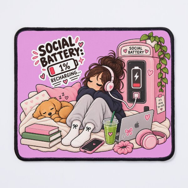 Item preview, Social Battery Sticker – Cute Recharging Illustration – Gift for Introverts designed and sold by Infinite Images.