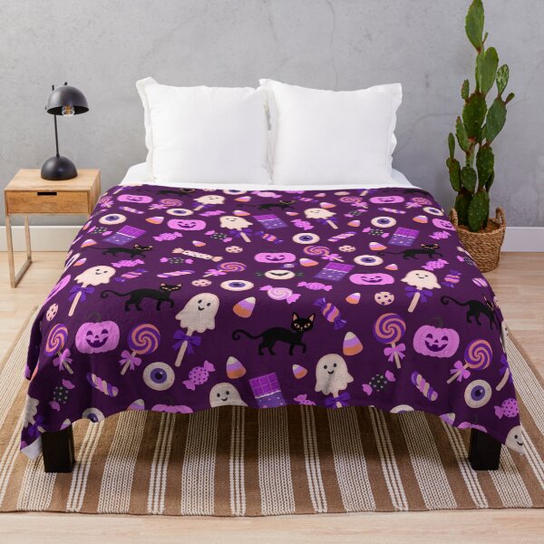 Item preview, Trick or Treat Sweets – Cute Halloween Candy & Black Cat Pattern | Purple designed and sold by Frohyou.
