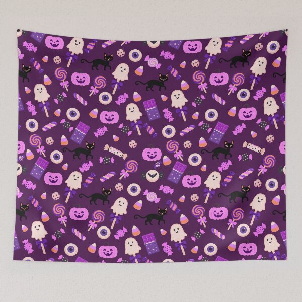 Item preview, Trick or Treat Sweets – Cute Halloween Candy & Black Cat Pattern | Purple designed and sold by Frohyou.