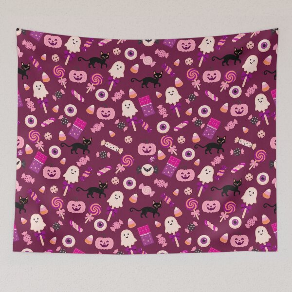 Item preview, Trick or Treat Sweets – Cute Halloween Candy & Black Cat Pattern | Pink designed and sold by Frohyou.