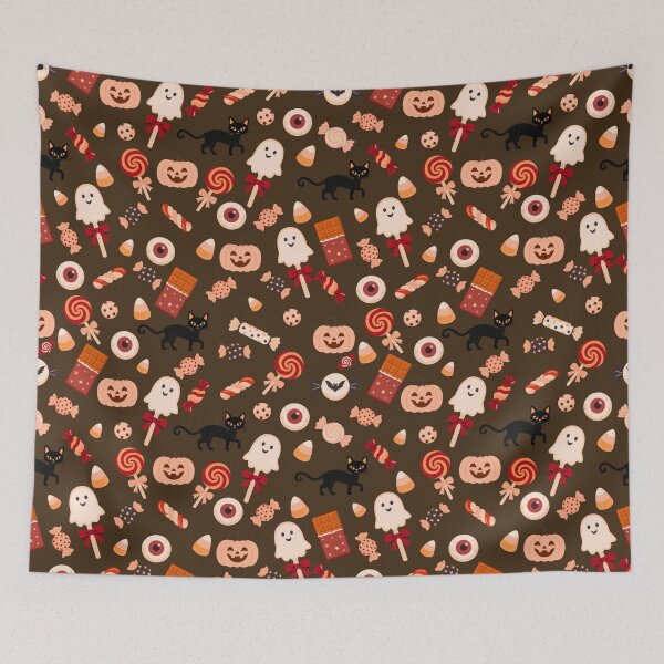 Item preview, Trick or Treat Sweets – Cute Halloween Candy & Black Cat Pattern | Brown designed and sold by Frohyou.