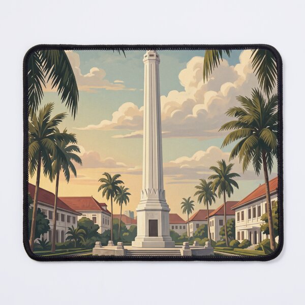 Item preview, Surabaya Indonesia Vintage Travel Art – Heroes Monument & Old City Port designed and sold by Bomax121.