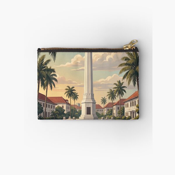 Item preview, Surabaya Indonesia Vintage Travel Art – Heroes Monument & Old City Port designed and sold by Bomax121.