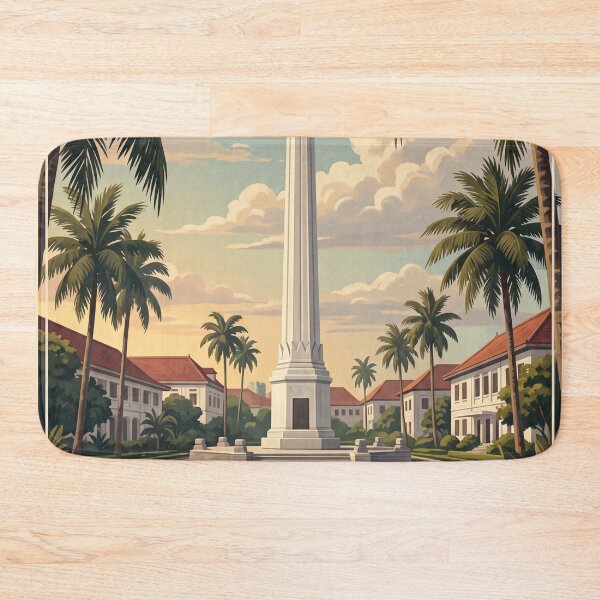 Item preview, Surabaya Indonesia Vintage Travel Art – Heroes Monument & Old City Port designed and sold by Bomax121.