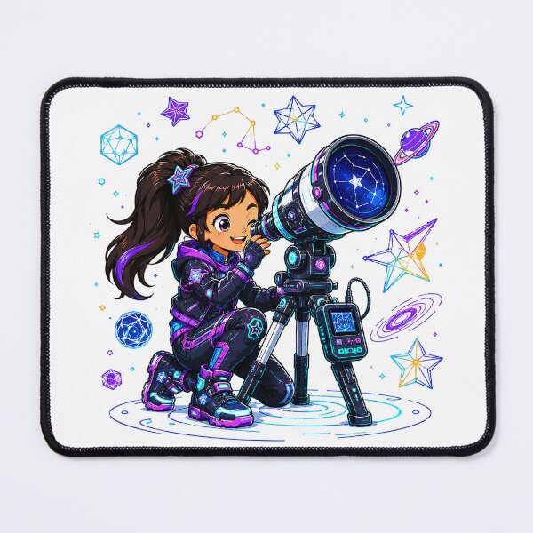 Item preview, Cute Chibi Girl Exploring Space with a Telescope designed and sold by Nubian Style.