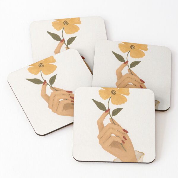 Item preview, Hand Holding Yellow Flower Minimalist Boho Illustration designed and sold by Jozefin's Studio.