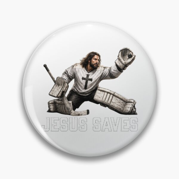 Item preview, Jesus Saves Ice Hockey Goalie Pun Graphic designed and sold by Derekquie.