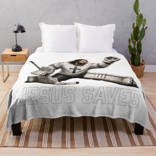 Item preview, Jesus Saves Ice Hockey Goalie Pun Graphic designed and sold by Derekquie.