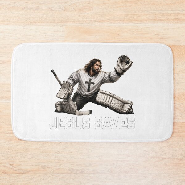 Item preview, Jesus Saves Ice Hockey Goalie Pun Graphic designed and sold by Derekquie.