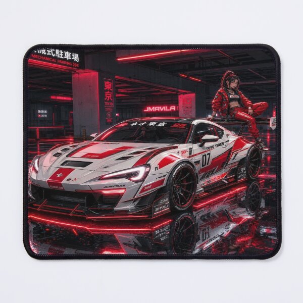 Item preview, White and Red Cyberpunk Hypercar | Anime Girl & JDM Tuning designed and sold by JMAVILA ART.