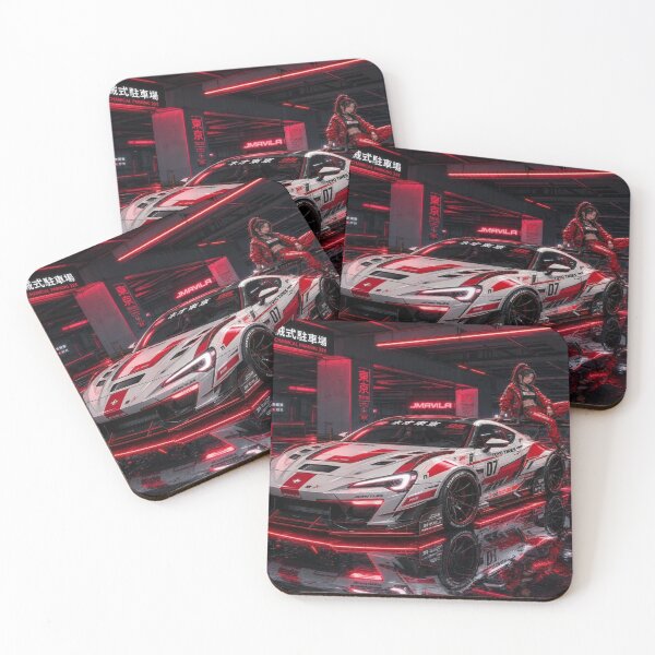 Item preview, White and Red Cyberpunk Hypercar | Anime Girl & JDM Tuning designed and sold by JMAVILA ART.