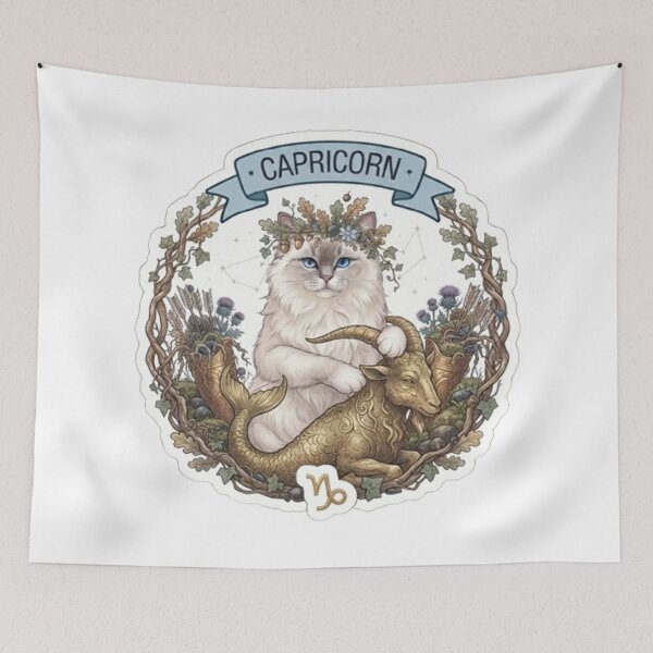 Item preview, Cute Capricorn Cat Zodiac Sign Astrological Aesthetic designed and sold by PetalsPaws.
