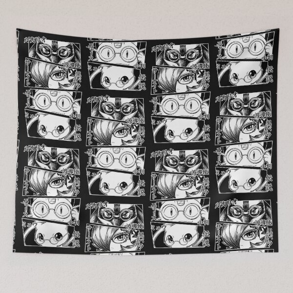 Item preview, Black Manga Glasses Panel Art: Luca, Garden, Meow & New designed and sold by CuteKats.