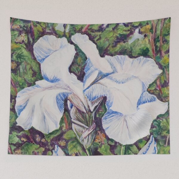 Item preview, White and Blue Bearded Iris designed and sold by LymphomaLass.