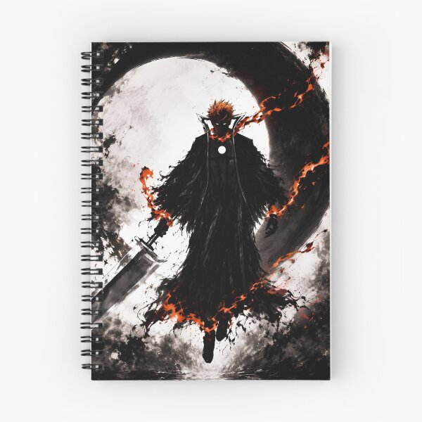 Item preview, Dark Flame Sword Warrior – Black Samurai Anime-Inspired Art designed and sold by Dyan4.