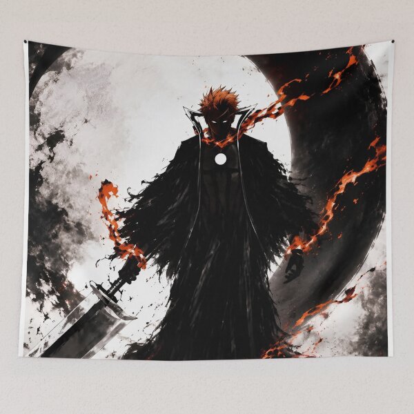 Item preview, Dark Flame Sword Warrior – Black Samurai Anime-Inspired Art designed and sold by Dyan4.