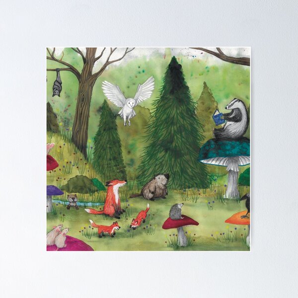 Item preview, woodland animals designed and sold by Kimberley Cummings Illustration.
