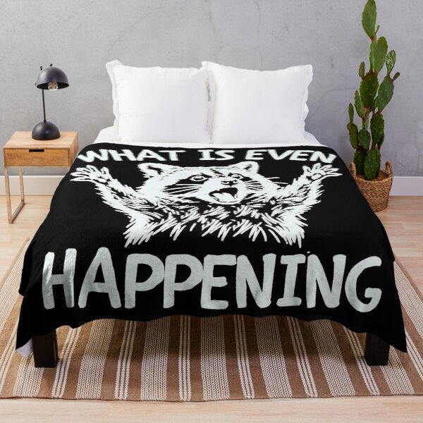 Item preview, What is Even Happening Funny Raccoon Meme designed and sold by SuziLope.
