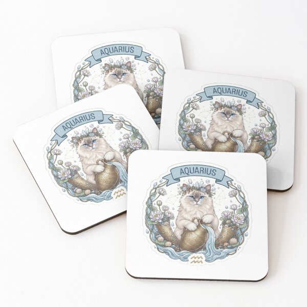 Item preview, Cute Aquarius Cat Zodiac Sign Astrological Aesthetic designed and sold by PetalsPaws.