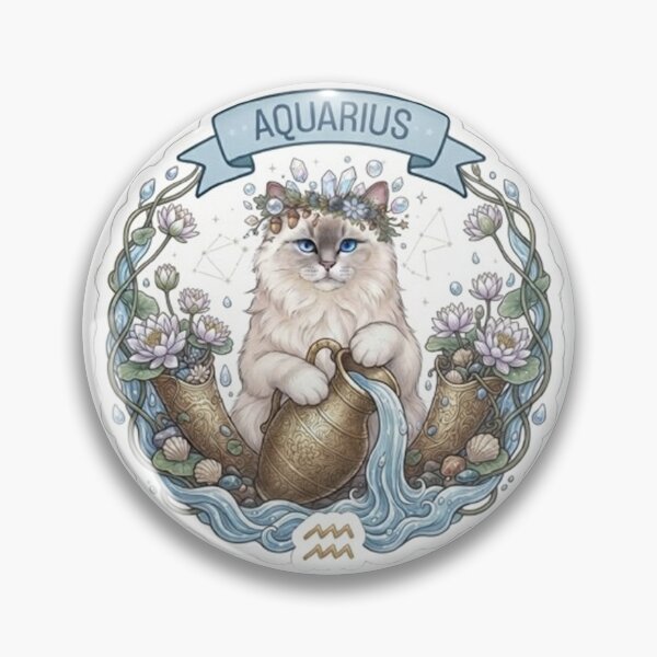 Item preview, Cute Aquarius Cat Zodiac Sign Astrological Aesthetic designed and sold by PetalsPaws.