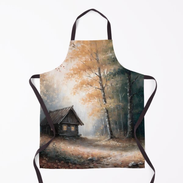 Item preview, Cozy Autumn Cabin Warm Forest Painting designed and sold by ArtAmbience.