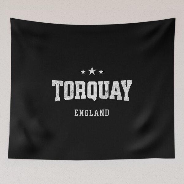 Item preview, Torquay England Vintage Varsity Distressed Retro College Travel Design designed and sold by NiceTeeClub.