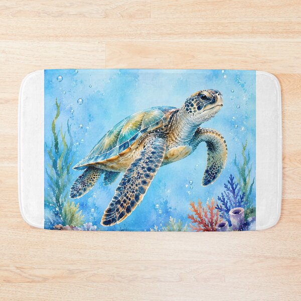 Item preview, Watercolor Cute Sea Turtle Underwater designed and sold by trendspatterns.
