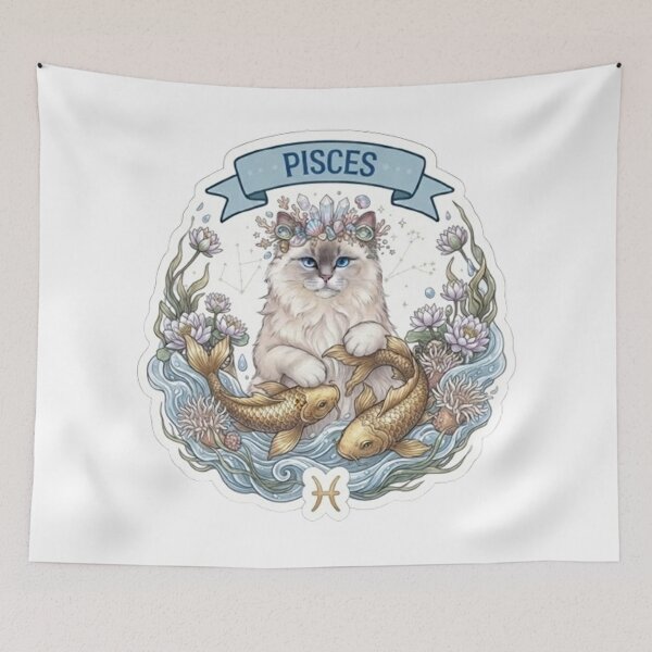 Item preview, Cute Pisces Cat Zodiac Sign Astrological Aesthetic designed and sold by PetalsPaws.