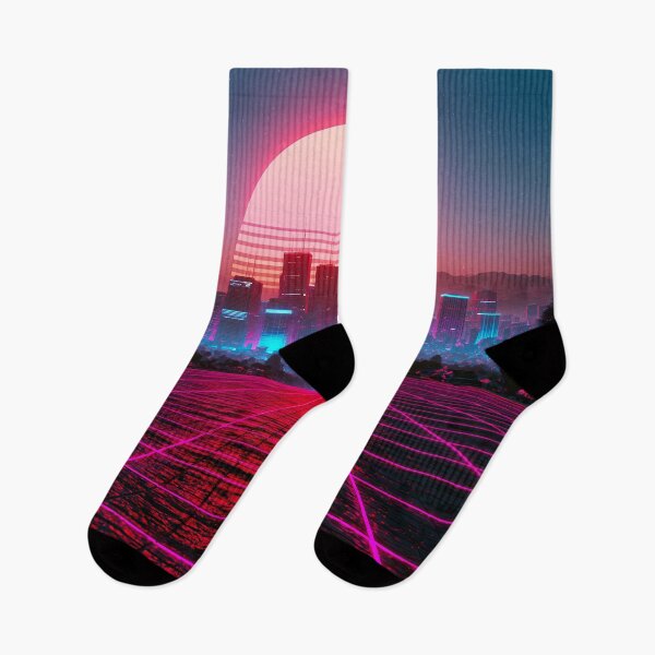 Item preview, Retrowave Cyberpunk Skyline - 80s Outrun Landscape designed and sold by Artdavesalzburg.