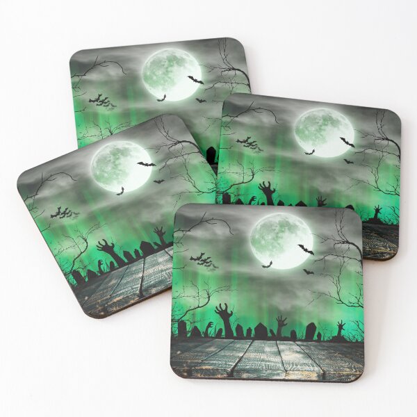 Item preview, Night of the Living Dead – Haunted Graveyard Full Moon Art | Green designed and sold by Frohyou.